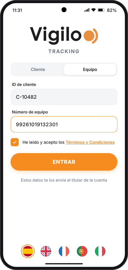 Tela de acesso no modo Dispositivo