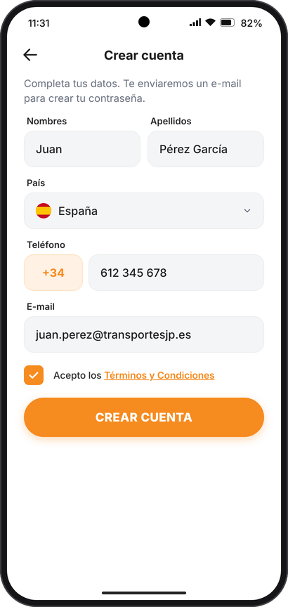 Tela Criar conta do APP VIGILO GPS