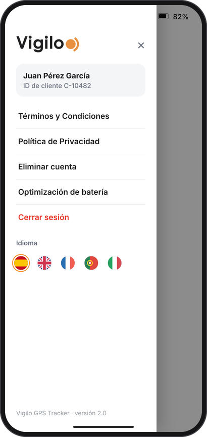 Menu lateral do app