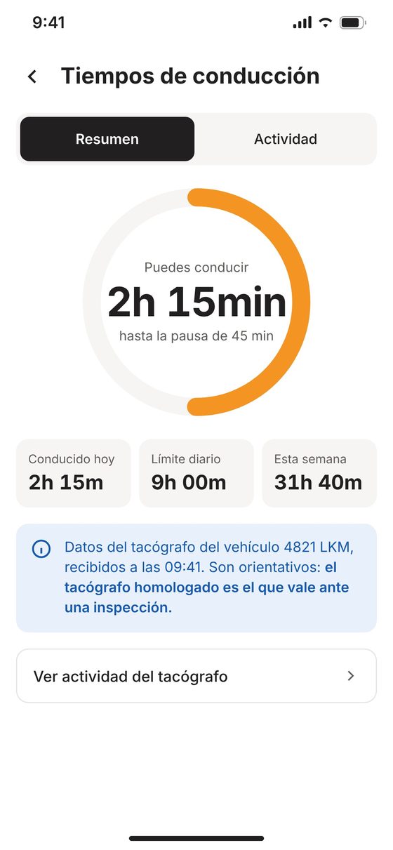 Hours of Service in the app